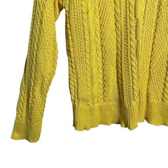 LRL Ralph Lauren Womens 3XL Yellow Cable Knit Long Sleeve Sweater Cotton Preppy - Picture 5 of 7